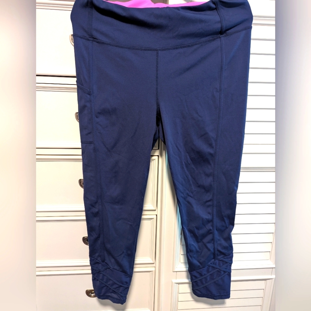 NWOT Womens Lilly Pulitzer Luxletic Solid Navy Blue Leggings w/side pocket XL
